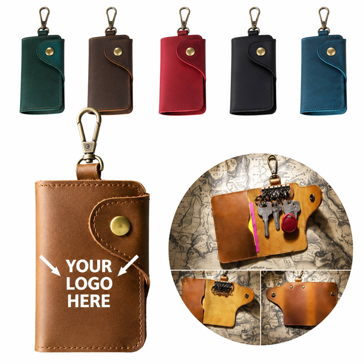 Multifunctional Cowhide Leather Key Case