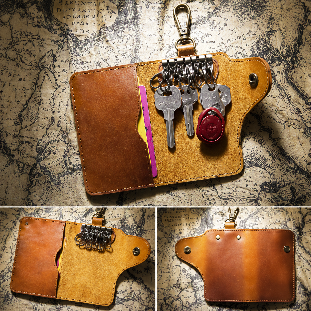 Multifunctional Cowhide Leather Key Case