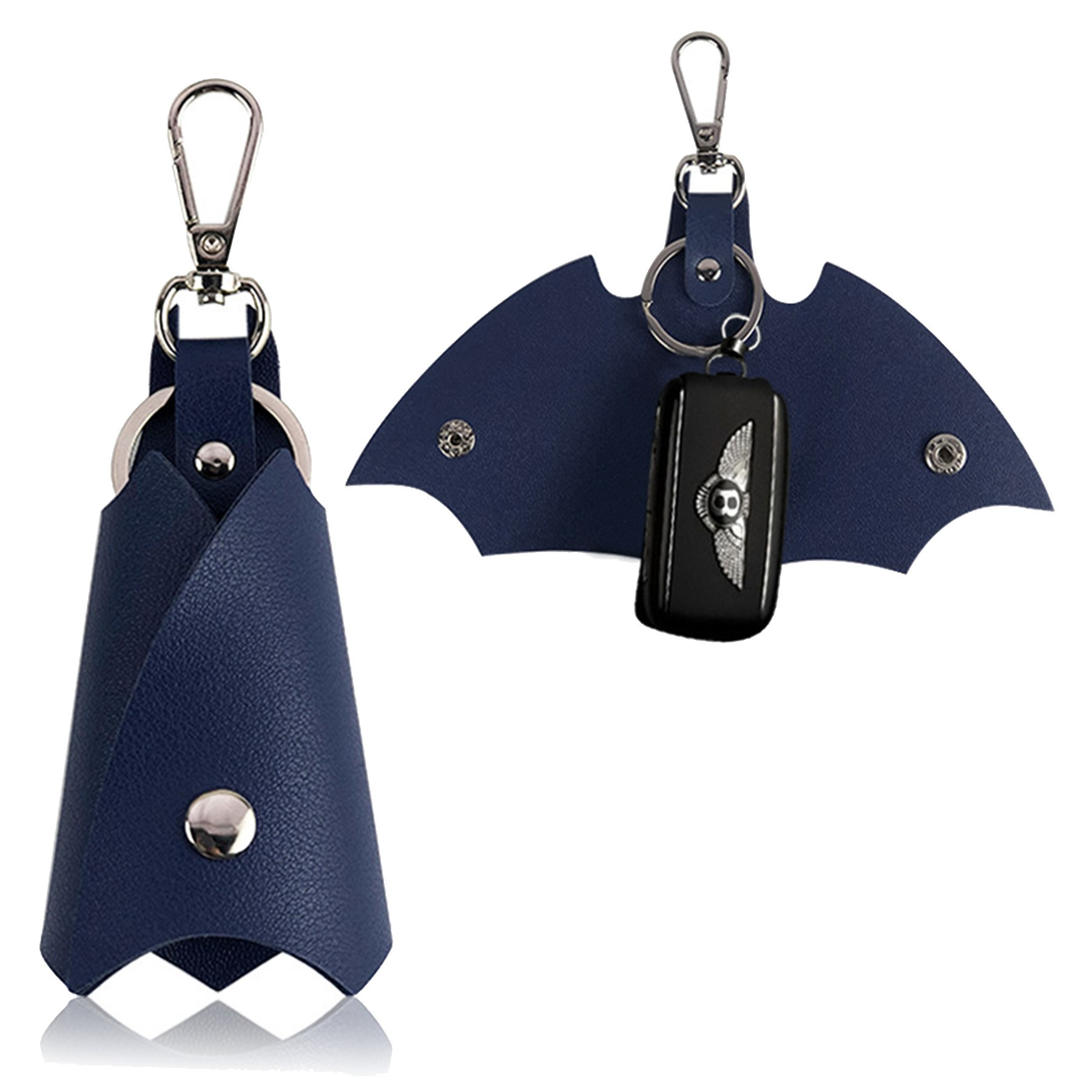 PU Leather Carabiner Keychain with Retractable Clip