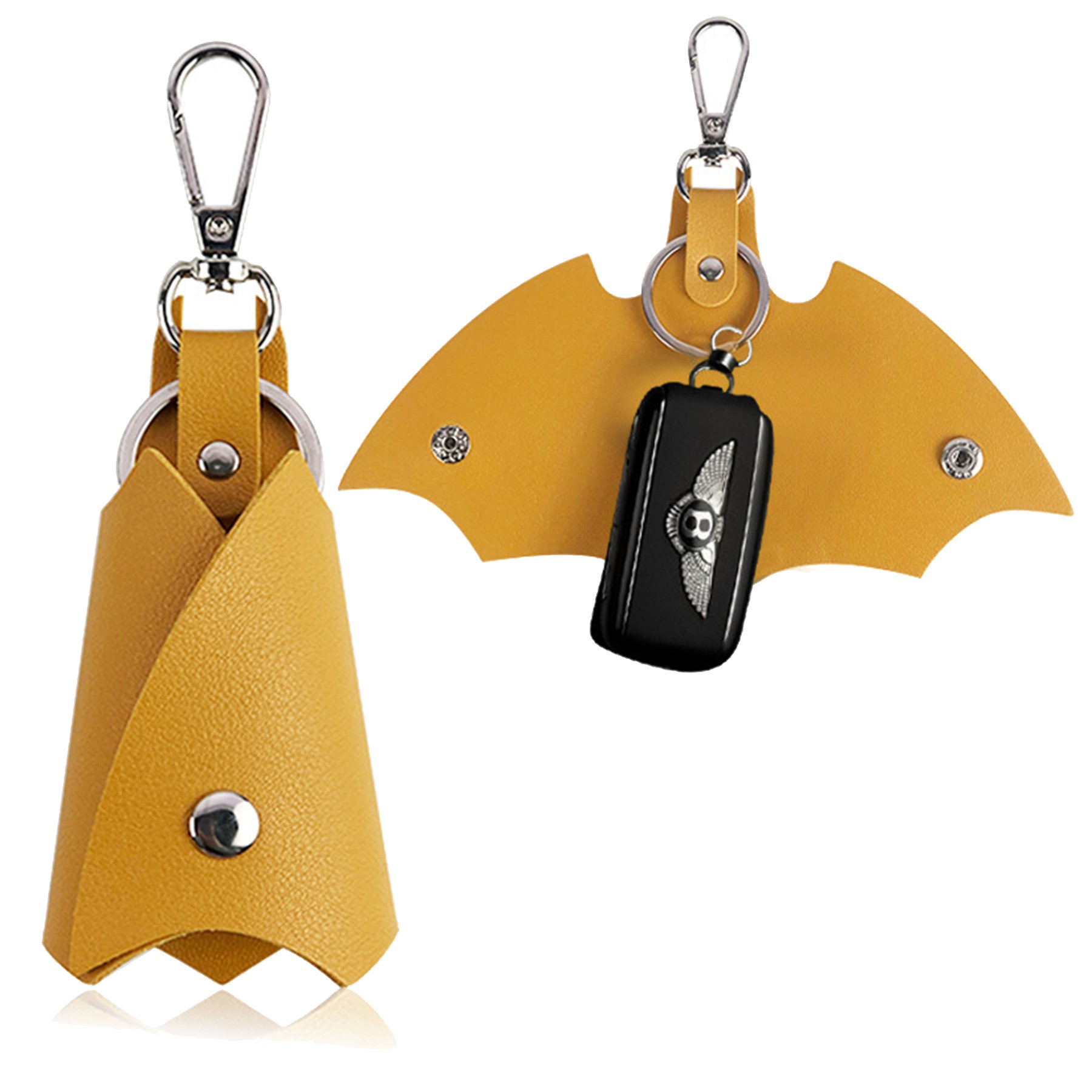 PU Leather Carabiner Keychain with Retractable Clip