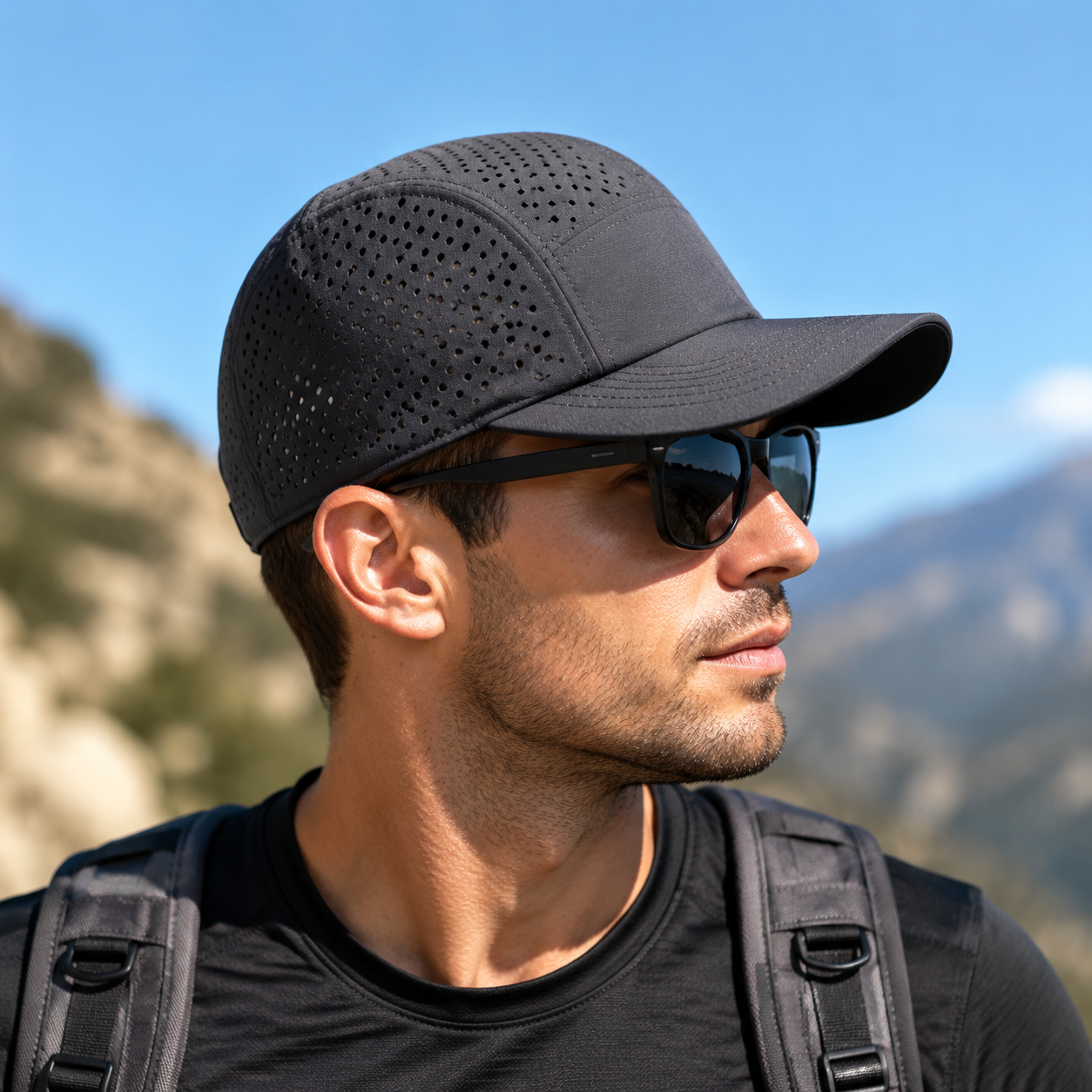 Perforated Quick Dry Performance Baseball Cap with Stiff Brim