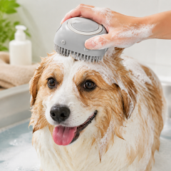 Pet Silicone Bath Brush with Shampoo Reservoir - Pet Grooming Tool