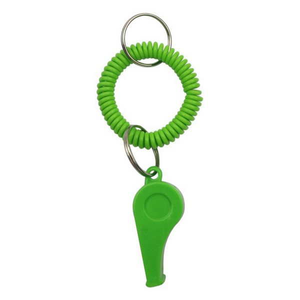 Plastic Coil Whistle Keychain With Metal Ring