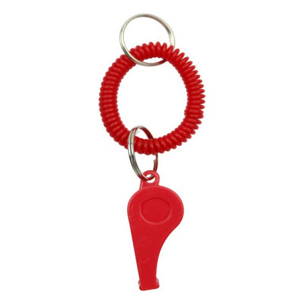 Plastic Coil Whistle Keychain With Metal Ring