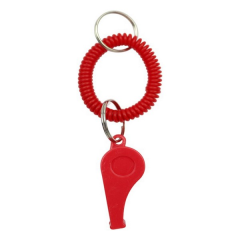 Plastic Coil Whistle Keychain With Metal Ring