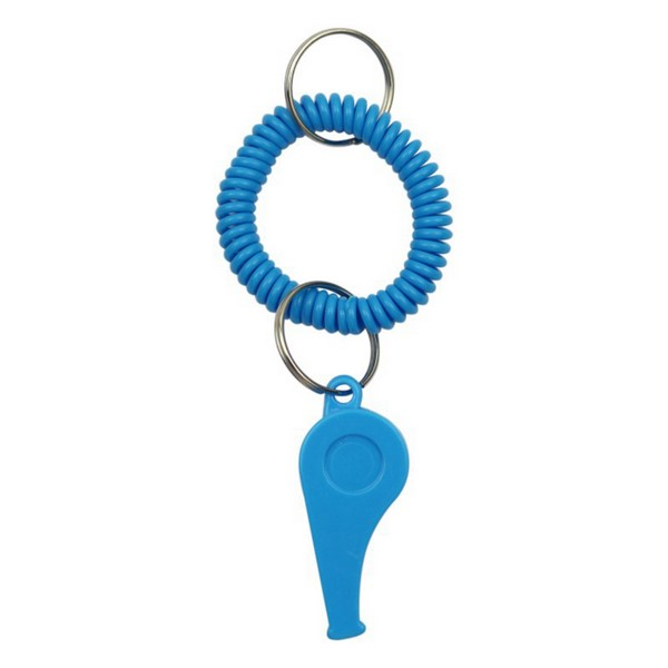 Plastic Coil Whistle Keychain With Metal Ring