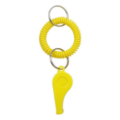 Plastic Coil Whistle Keychain With Metal Ring