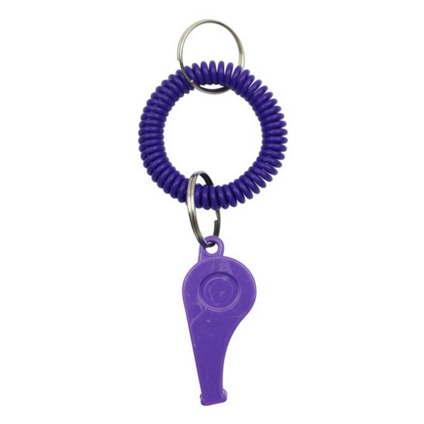 Plastic Coil Whistle Keychain With Metal Ring