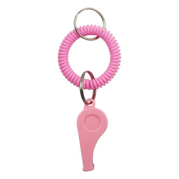 Plastic Coil Whistle Keychain With Metal Ring