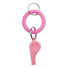 Plastic Coil Whistle Keychain With Metal Ring
