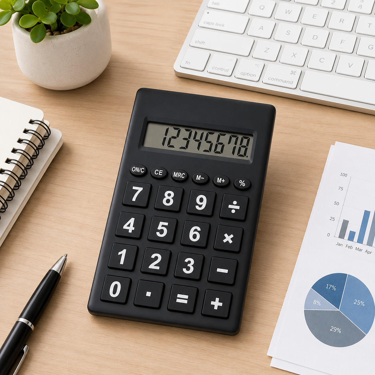 Portable 8-Digit Desktop Calculator