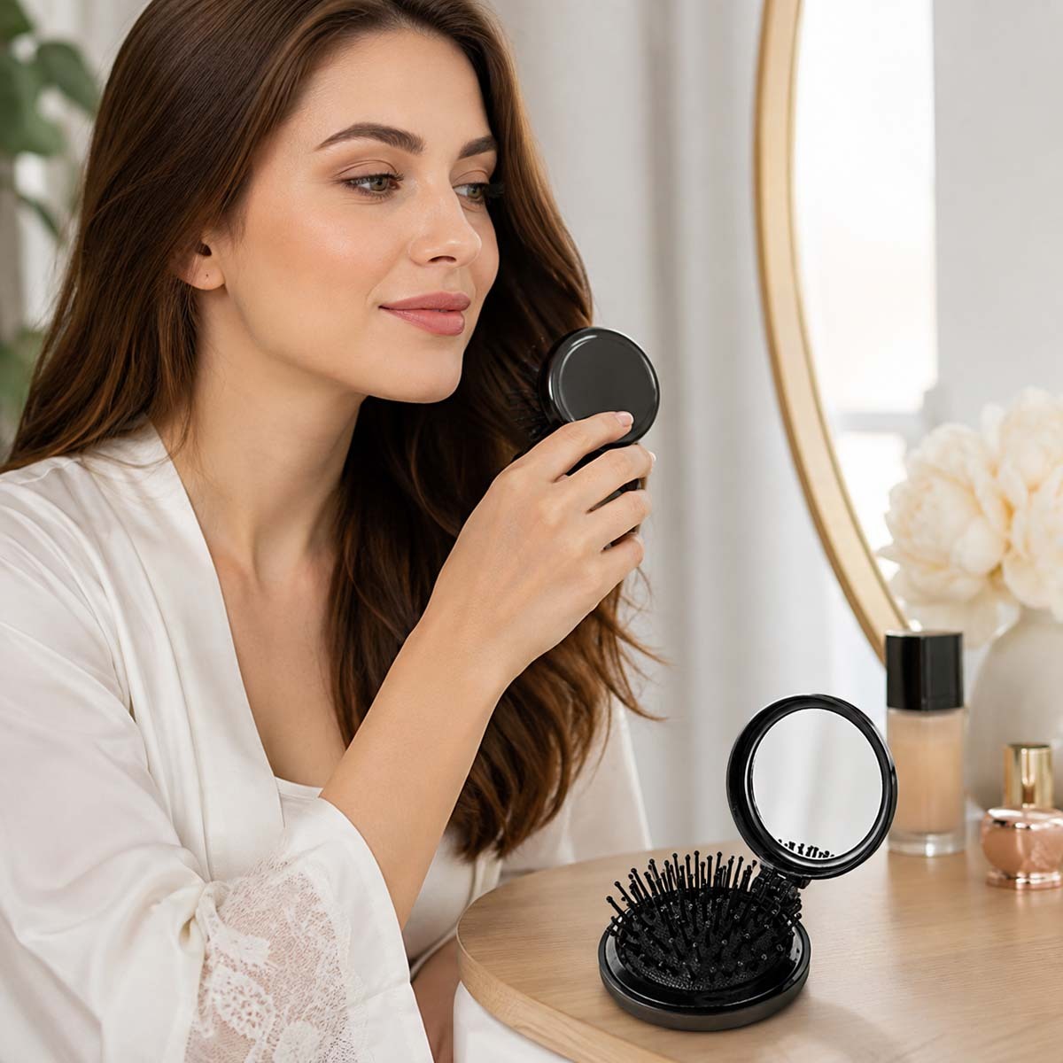 Portable Folding Mirror Comb