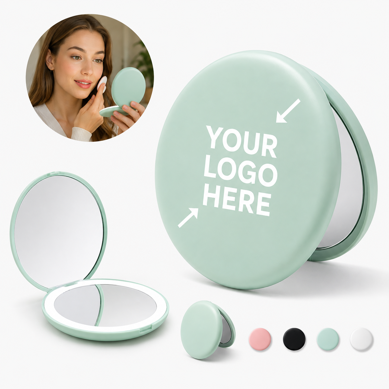 Portable LED Dual-Sided Makeup Mirror
