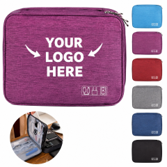 Portable Multi-Compartment Travel Electronics Organizer Bag