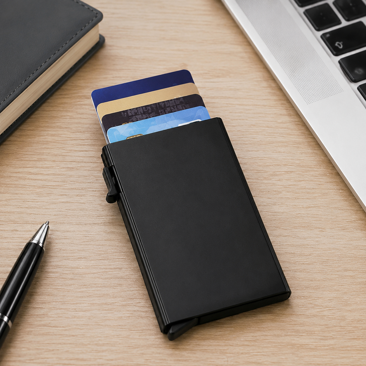 Portable Slim Aluminum Card Organizer with Quick Access Design