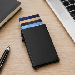Portable Slim Aluminum Card Organizer with Quick Access Design