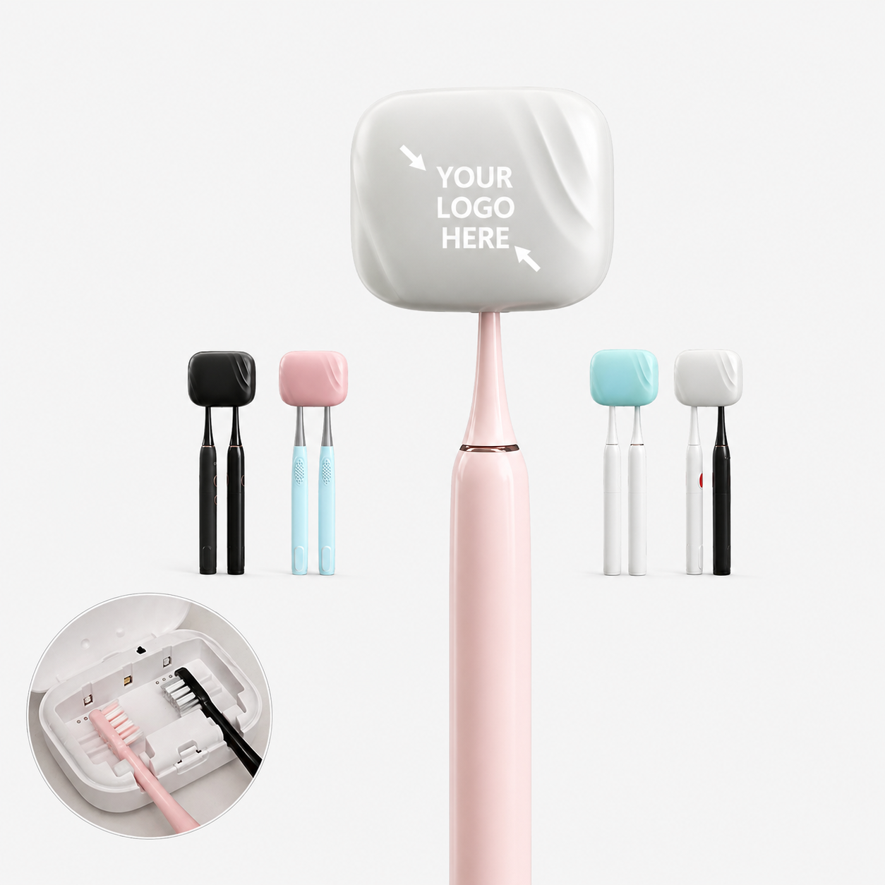 Portable UV Toothbrush Holder for Two Brushes