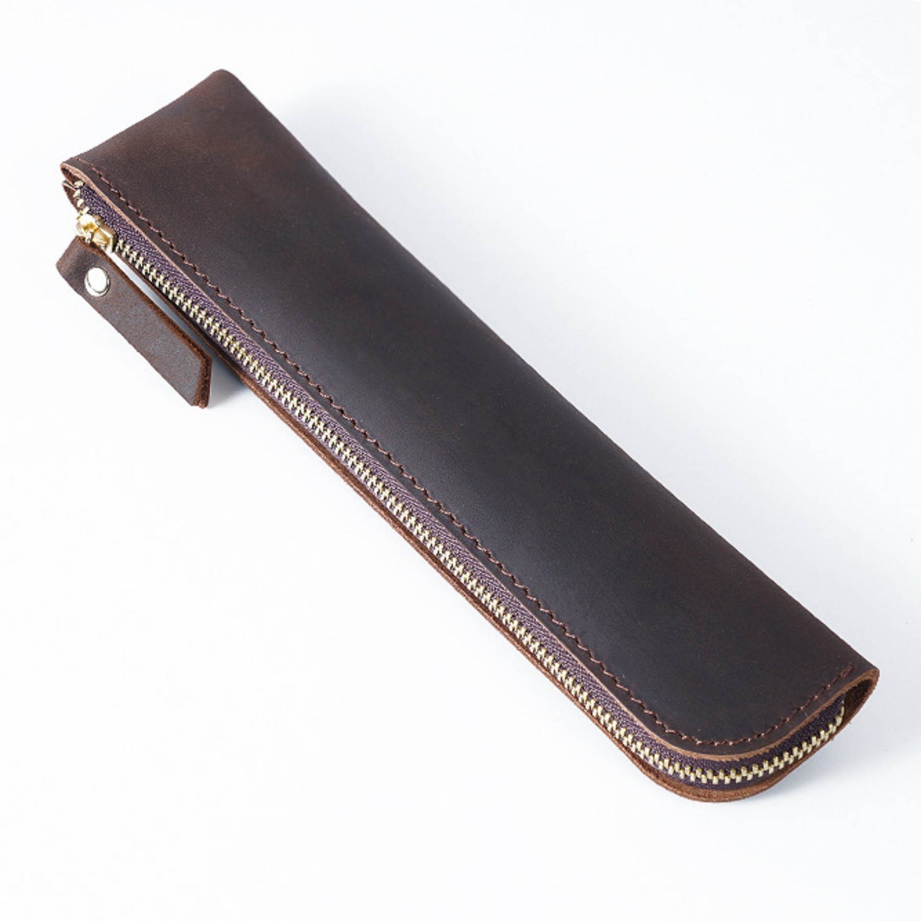 Premium Genuine Leather Zipper Pencil Case