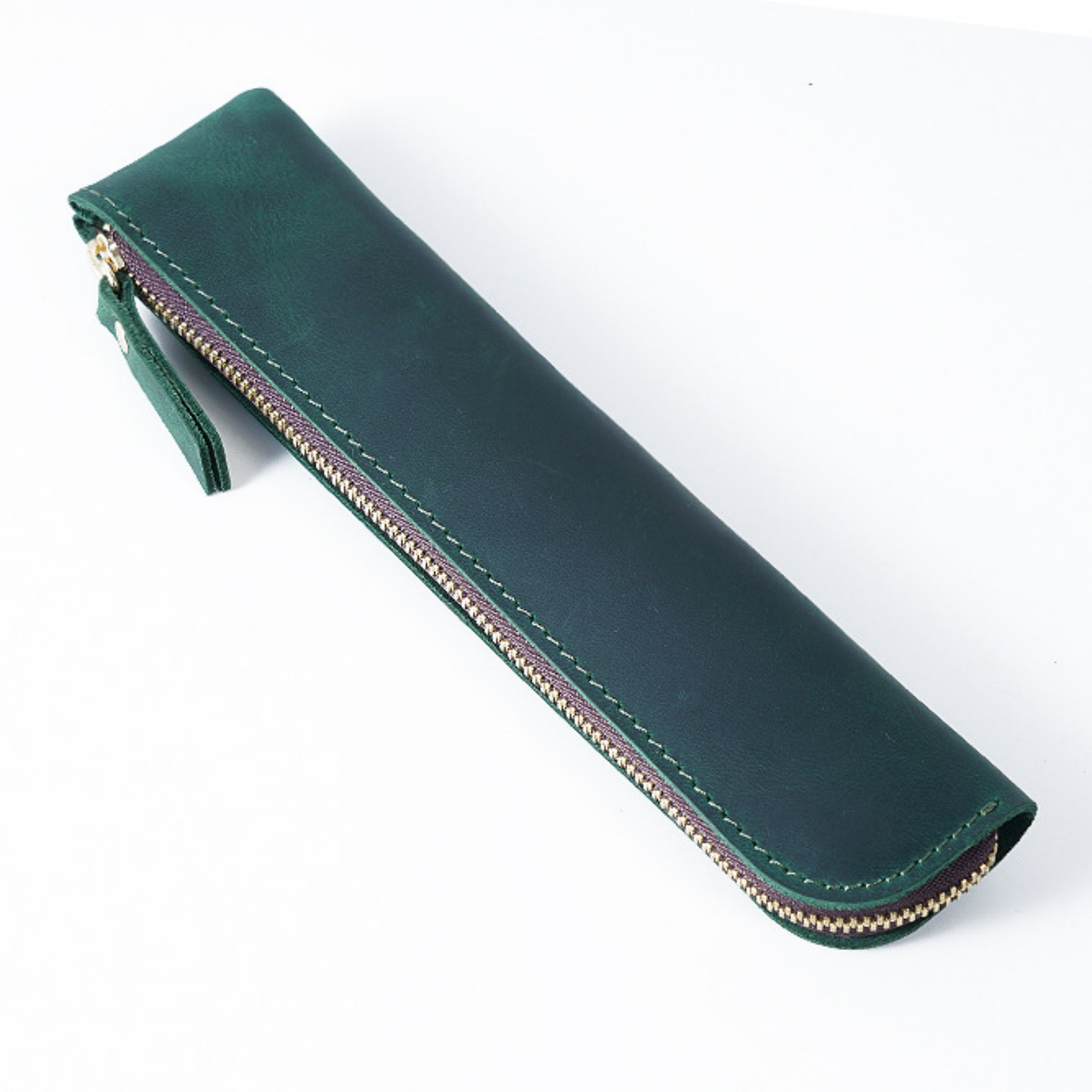 Premium Genuine Leather Zipper Pencil Case