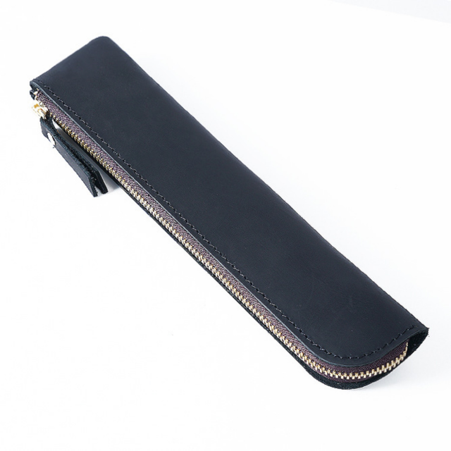 Premium Genuine Leather Zipper Pencil Case