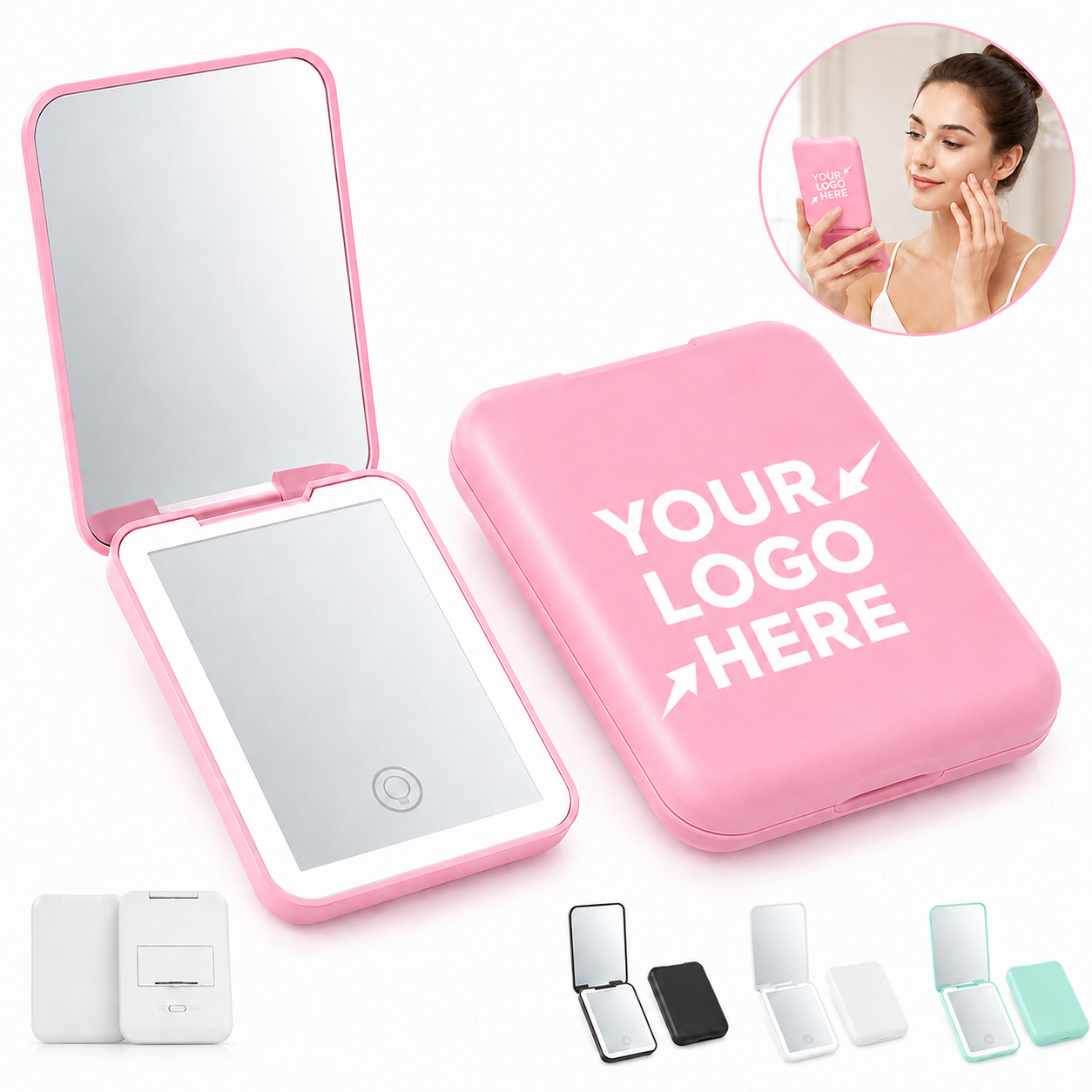 Rechargeable LED Dual-Sided Compact Makeup Mirror