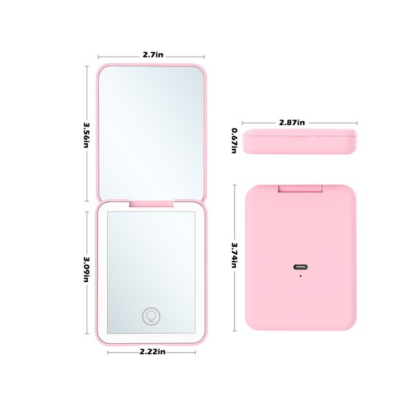 Rechargeable LED Dual-Sided Compact Makeup Mirror