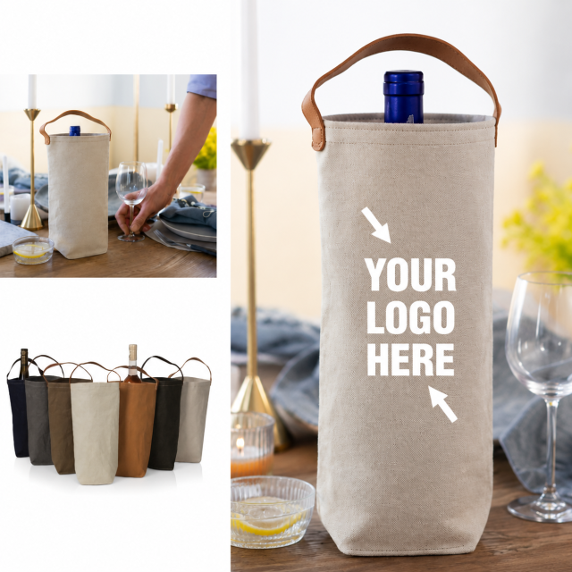 Reusable Kraft Paper Wine Bottle Carrier Bag