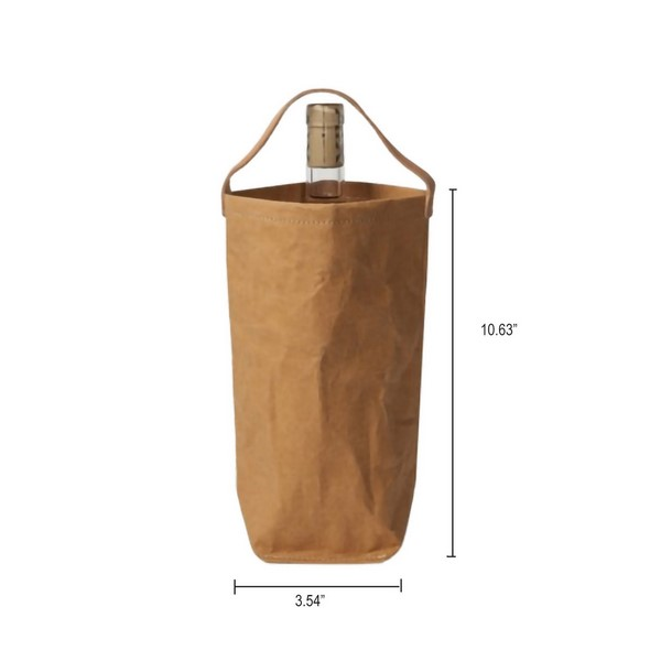 Reusable Kraft Paper Wine Bottle Carrier Bag
