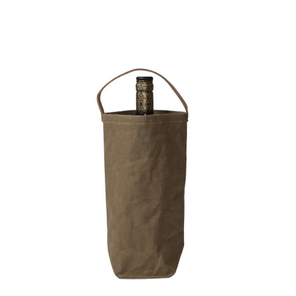 Reusable Kraft Paper Wine Bottle Carrier Bag