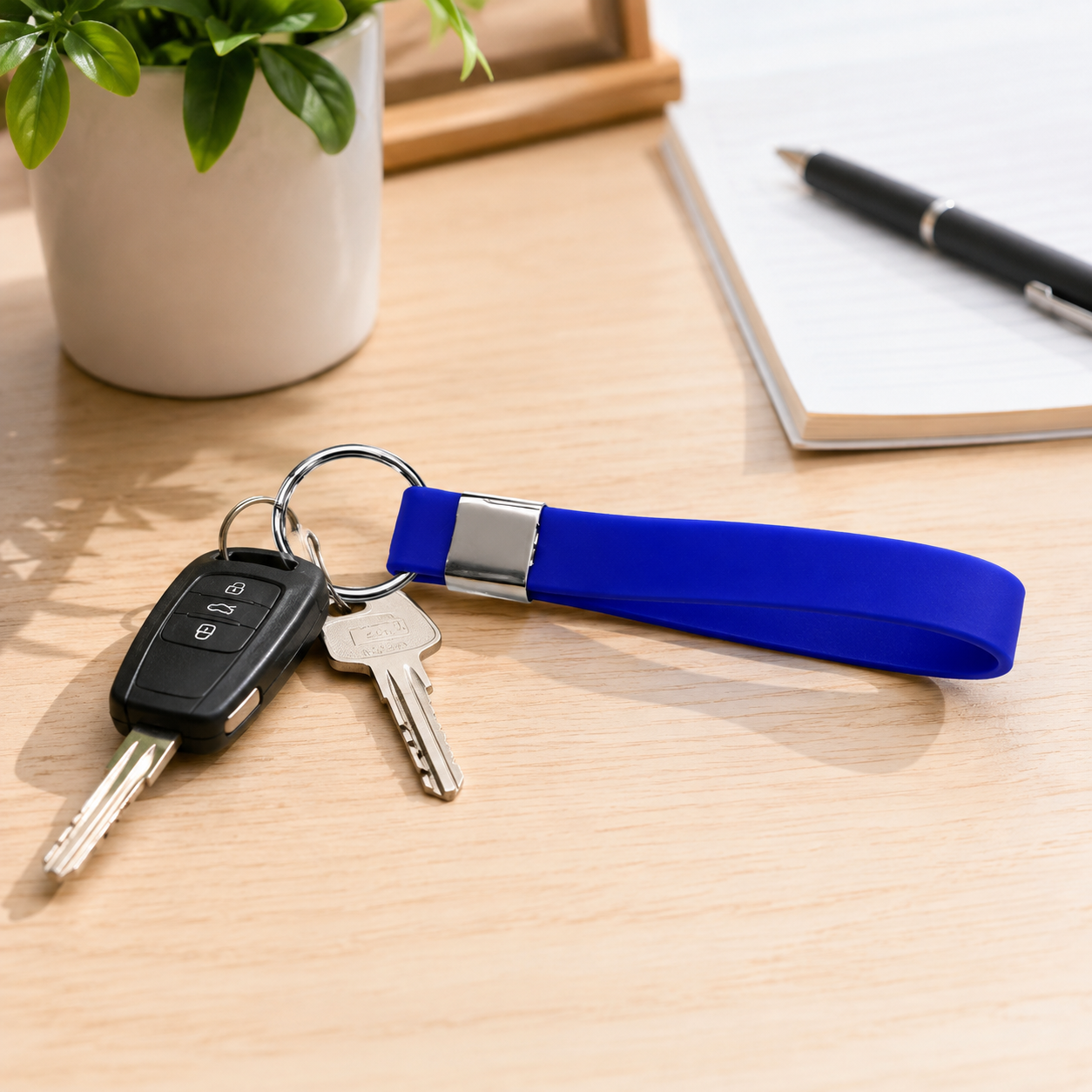 Silicone Wrist Strap Keychain With Metal Split Ring