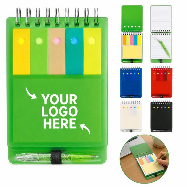 Spiral Notebook Set With Sticky Notes And Pen
