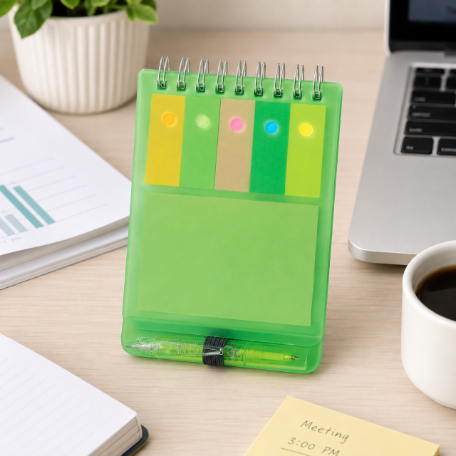Spiral Notebook Set With Sticky Notes And Pen