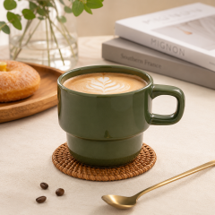 Stackable Glazed Ceramic Coffee Cup