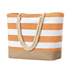 Striped Beach Tote Bag With Rope Handles