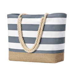 Striped Beach Tote Bag With Rope Handles
