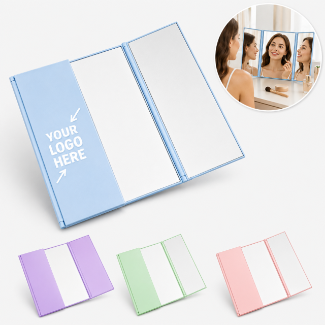 Three-Panel Portable Folding Makeup Mirror