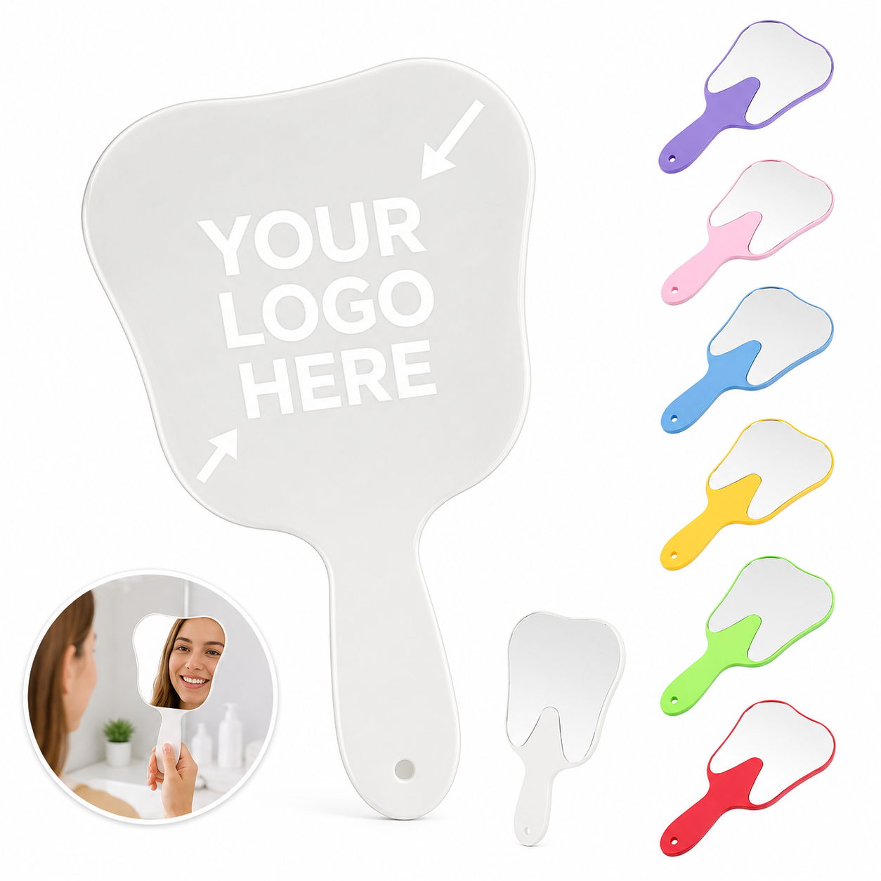 Tooth-Shaped Handheld Dental Mirror
