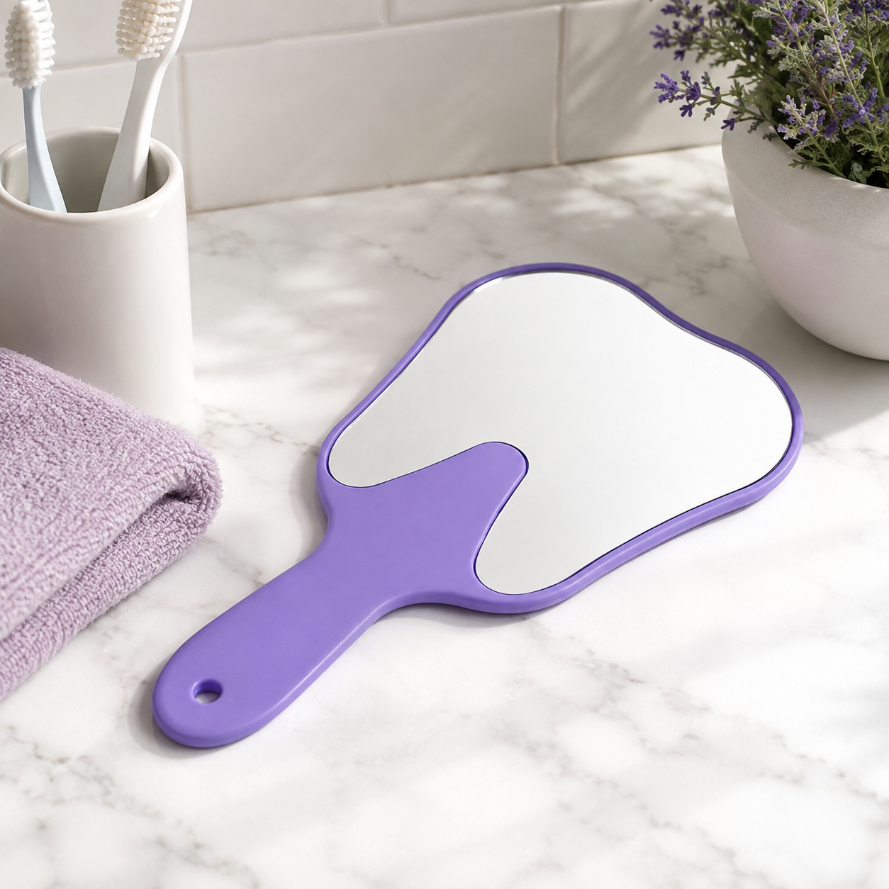 Tooth-Shaped Handheld Dental Mirror
