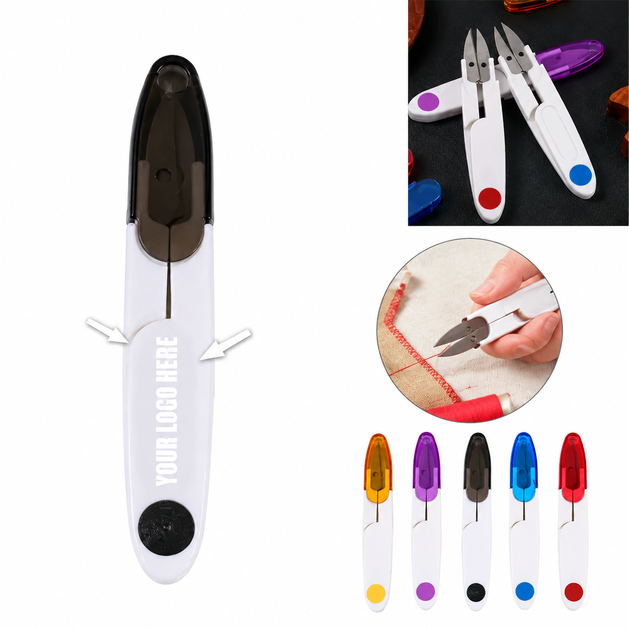 U-Shaped Spring Loaded Thread Snips With Safety Cover