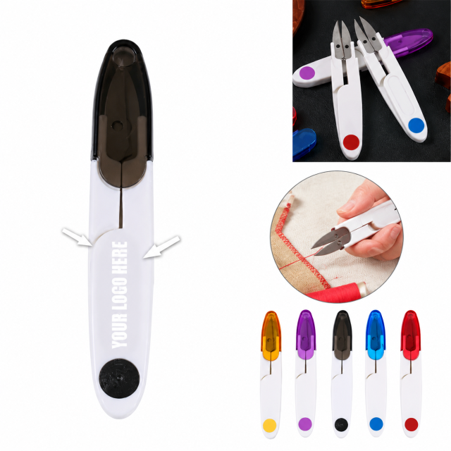 U-Shaped Spring Loaded Thread Snips With Safety Cover
