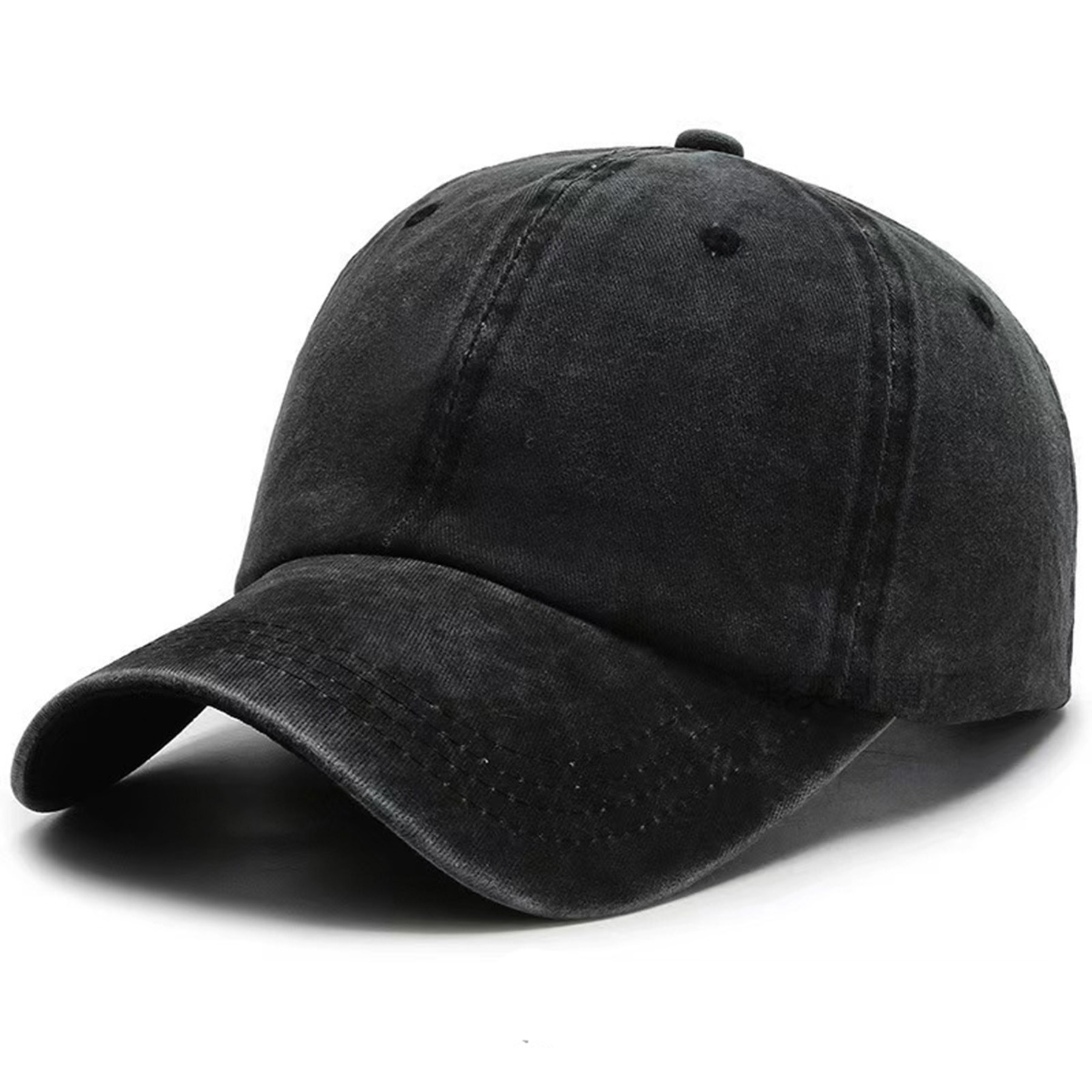 Vintage Washed Cotton Baseball Cap with Adjustable Metal Buckle