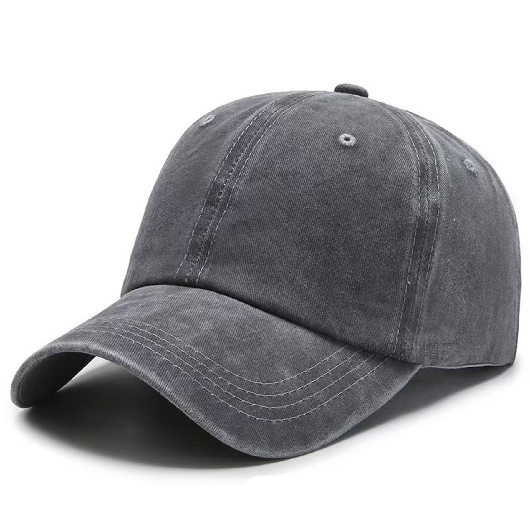 Vintage Washed Cotton Baseball Cap with Adjustable Metal Buckle