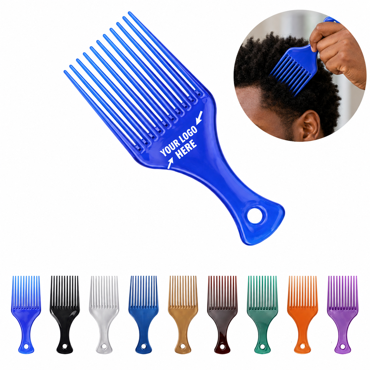 Wide-Tooth Plastic Hair Pick Comb