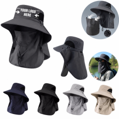 Wide Brim Fishing Hat with Removable Face and Neck Cover