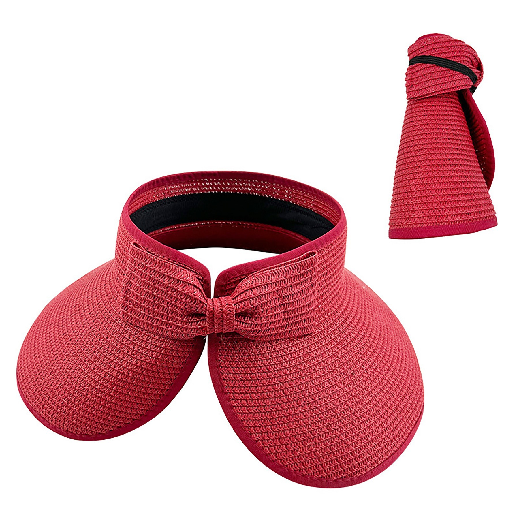 Women's Roll Up Wide Brim Foldable Straw Sun Hat