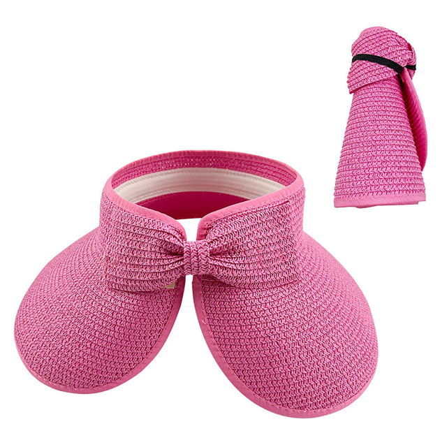 Women's Roll Up Wide Brim Foldable Straw Sun Hat