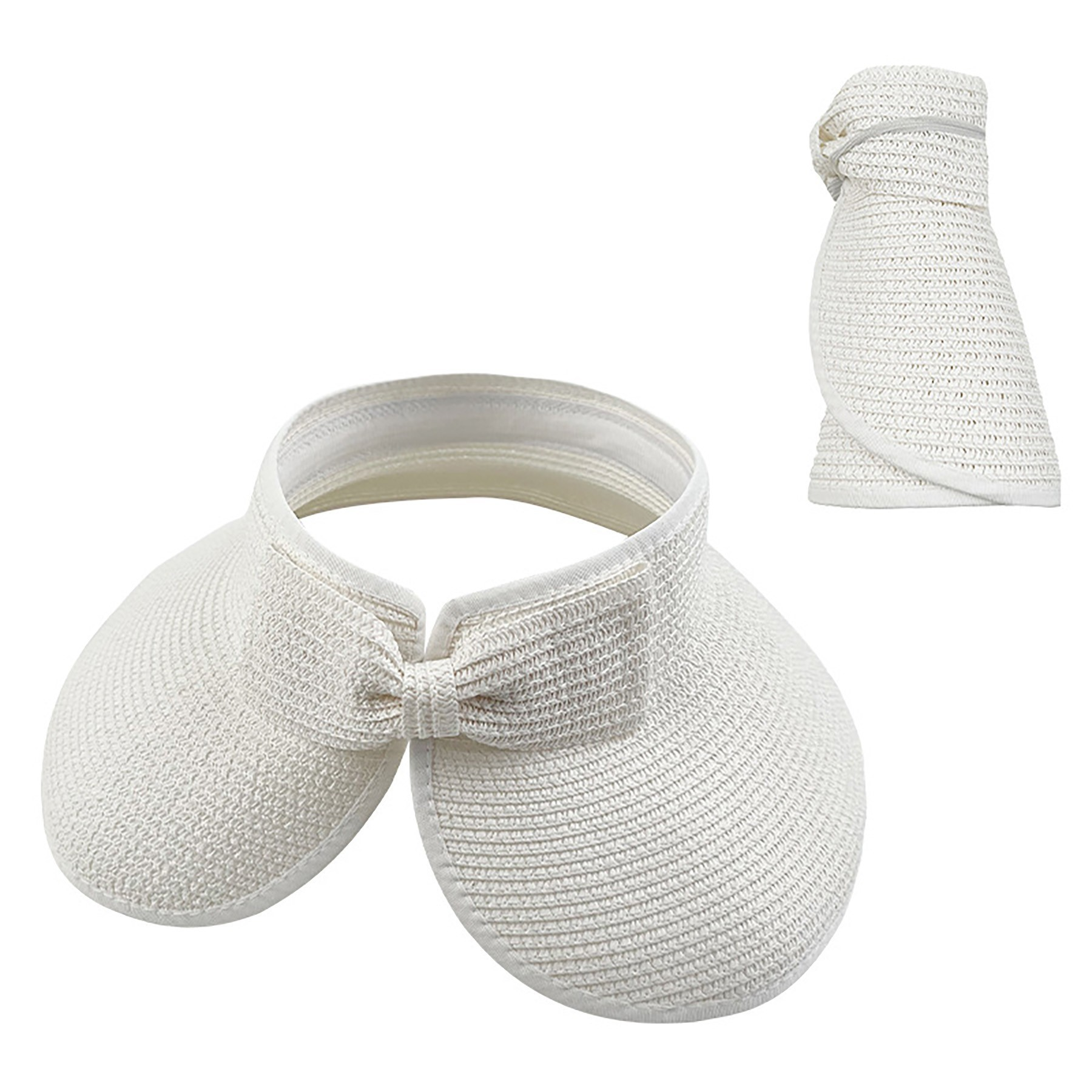 Women's Roll Up Wide Brim Foldable Straw Sun Hat