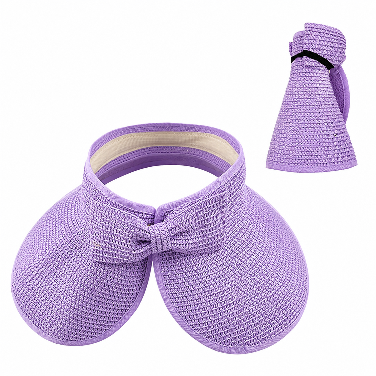Women's Roll Up Wide Brim Foldable Straw Sun Hat