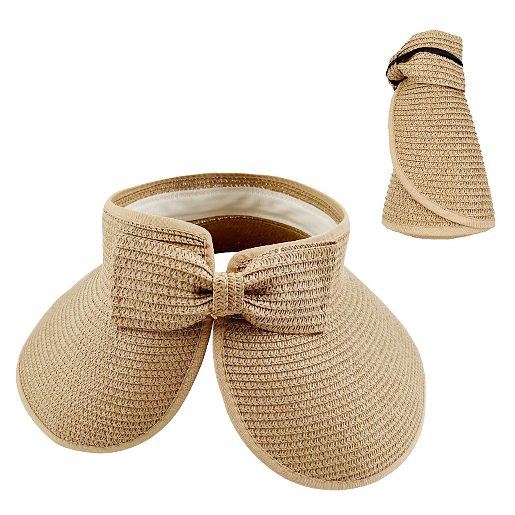 Women's Roll Up Wide Brim Foldable Straw Sun Hat