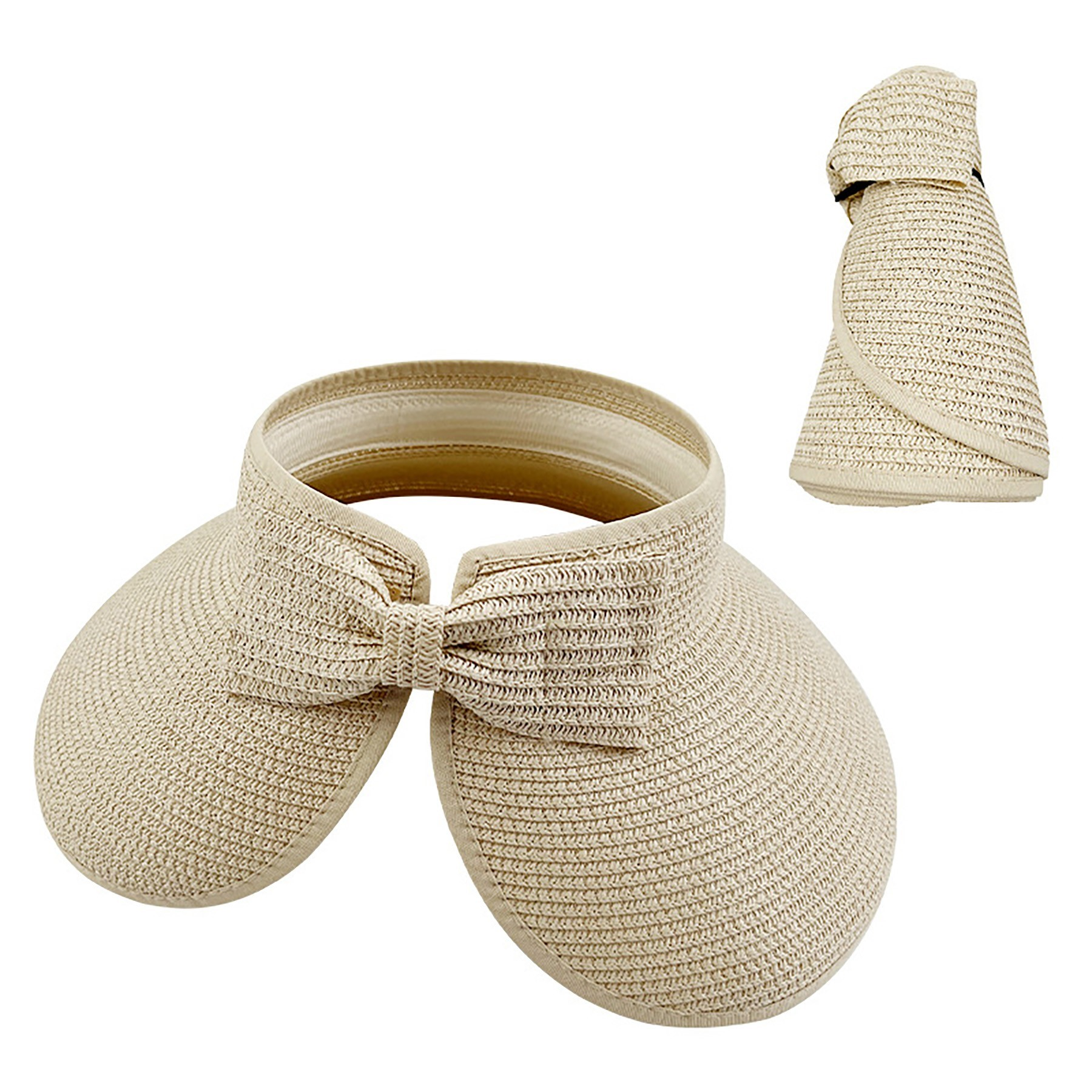 Women's Roll Up Wide Brim Foldable Straw Sun Hat